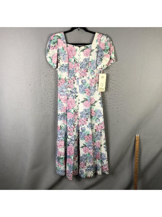 Lanz Dresses & Skirts - Vintage Lanz Dress Womens 10 Floral Cotton Puff Sleeve Fit Flare Midi 80s